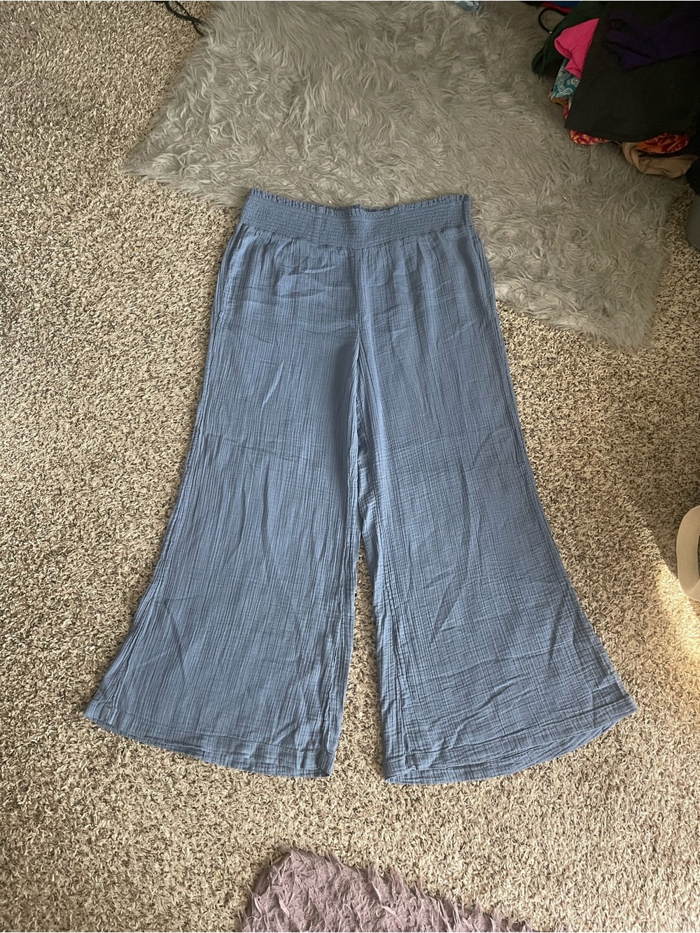 Wonderly Light Blue Wide Leg Gauze Pants